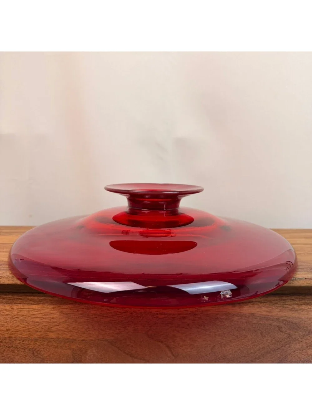 Vintage MCM Amberina Red Glass Pedestal Cake Stand 12